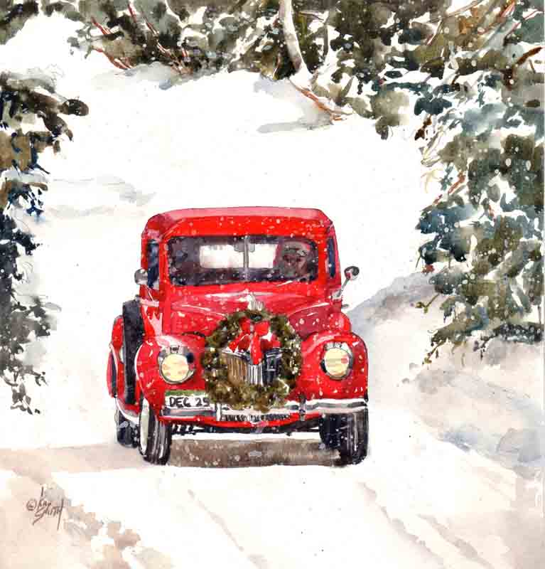 KaySmithBrushworks: Red Christmas Truck