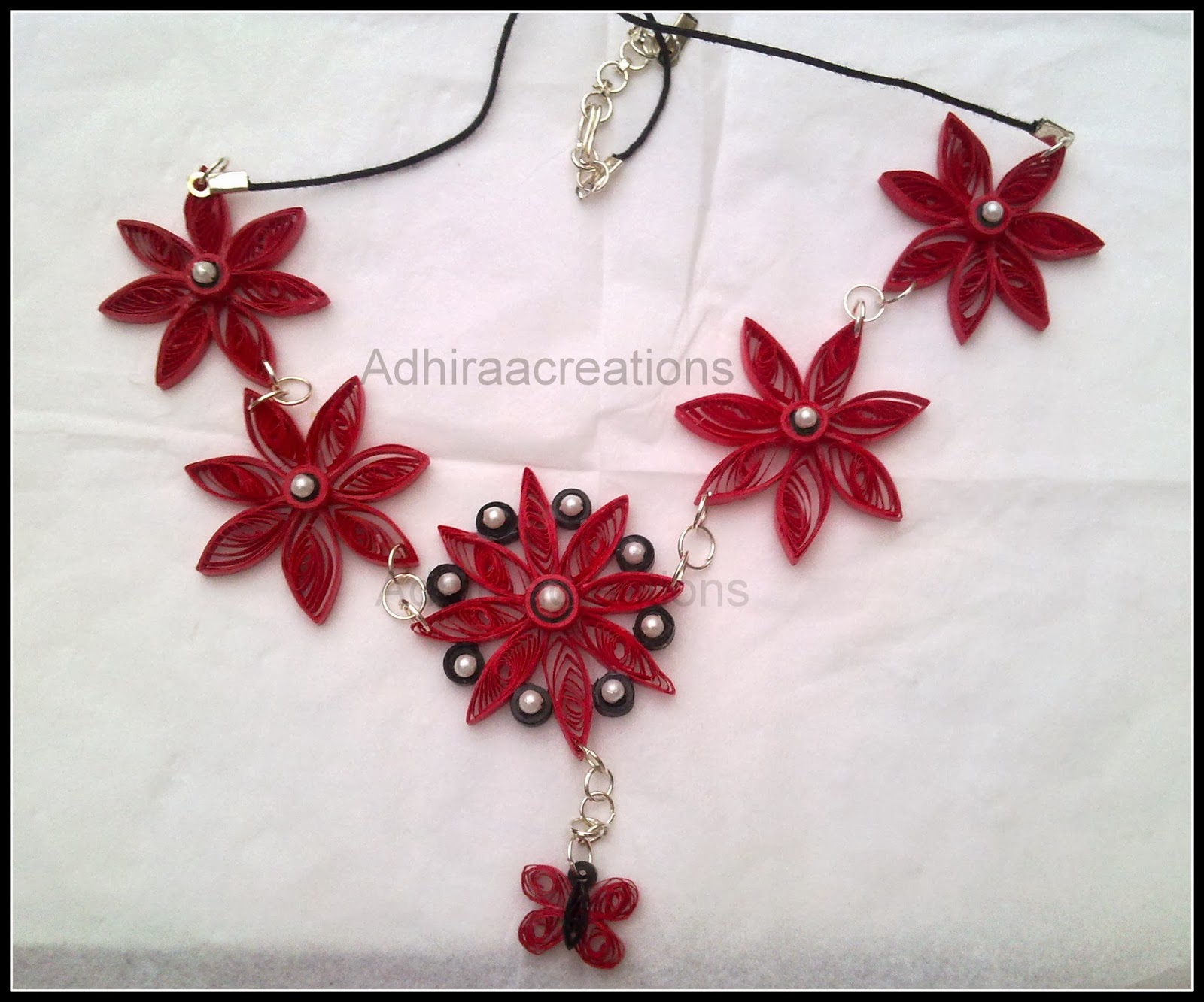 Adhiraacreations Quilled Flower Jewellery set