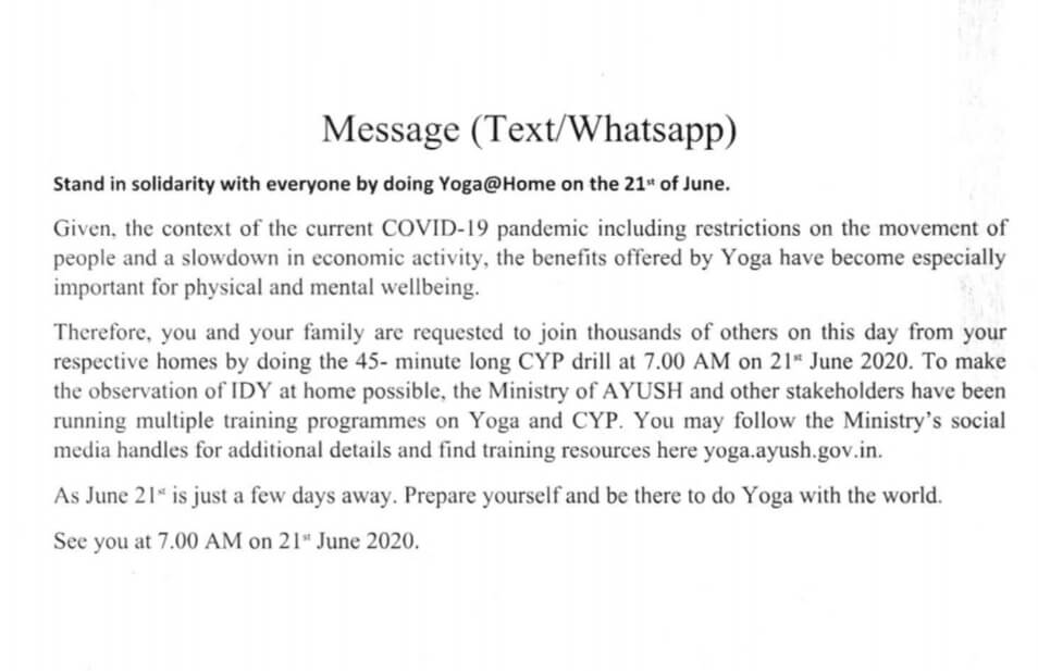 Guideline on International Yoga Day 2020