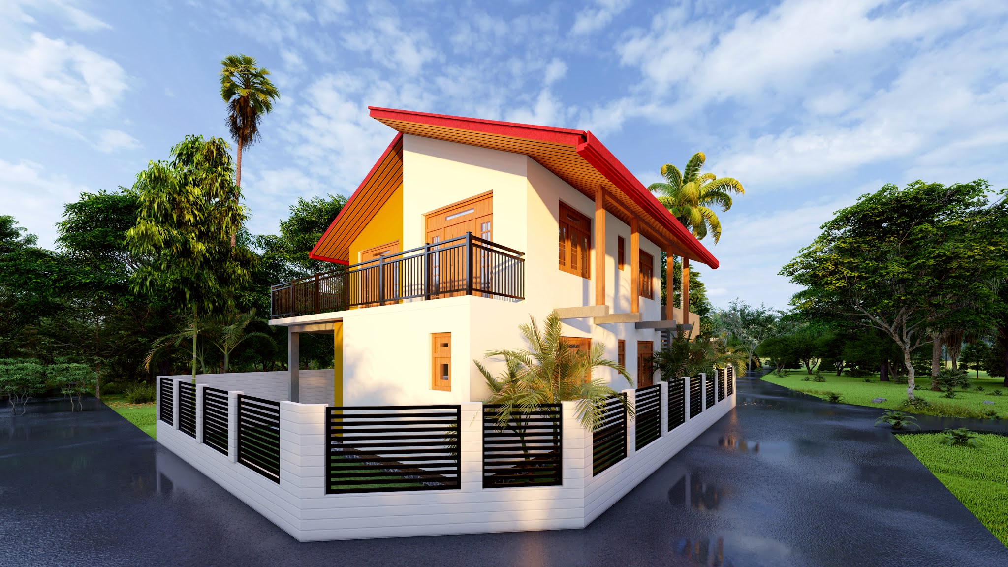 Two story 5 Bedroom Modern House Design with roof terrace Kegalle