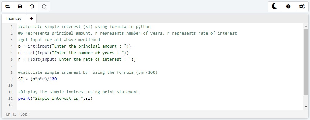 Calculate Simple Interest in Python