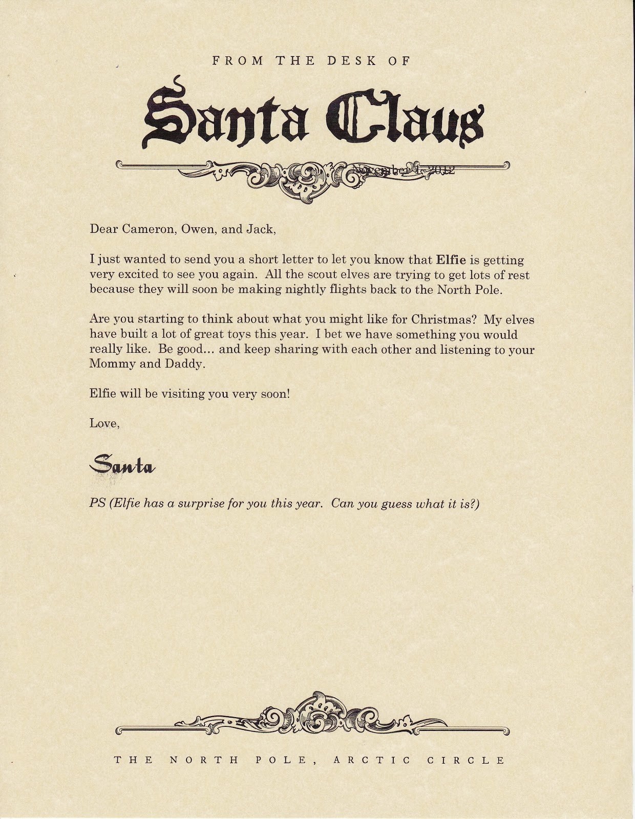 East Coast Mommy: Elf on the Shelf - Letter from Santa announcing Within Elf On The Shelf Letter From Santa Template