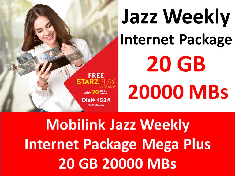 Jazz Weekly 3G/4G Package Mega Plus 24 GB 24000 MBs Jazz