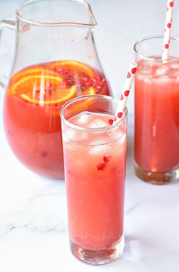 best christmas punch in a glass with ice cubes