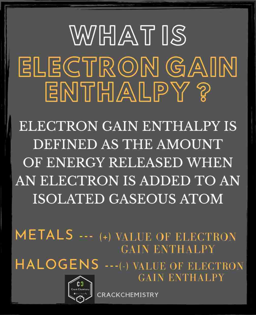 Electron gain enthalpy - definition