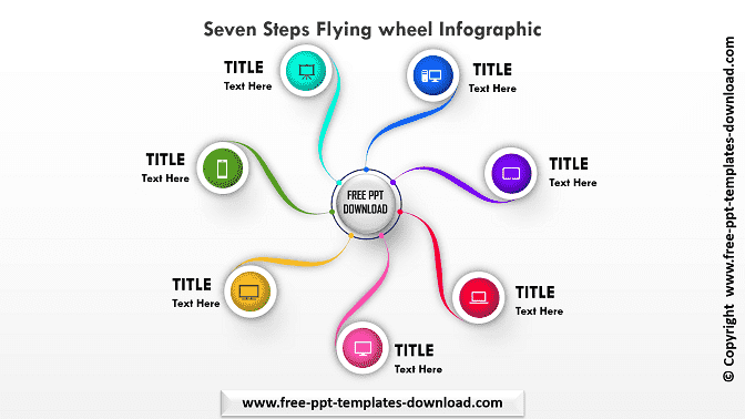 Seven Steps Flying Wheel Info graphic template Download