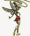 Image: eFuture(TM) Ruby Crystal Skirt Little Fairy with Angel Wings Vintage Style Large Pendant Necklace +eFuture's nice Keyring