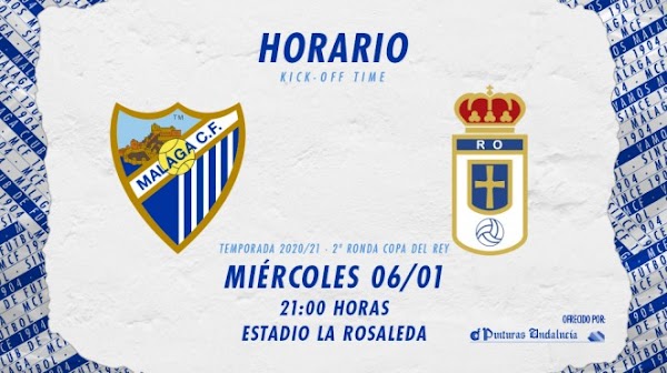 El Málaga - Oviedo de Copa del Rey, el 6 de enero a las 21:00 horas