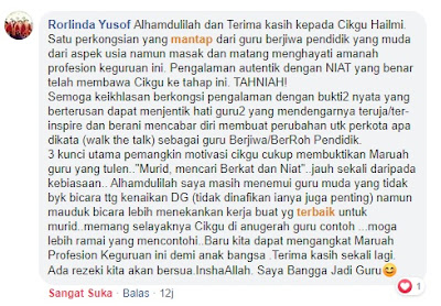 Coretan Dr Rorlinda Yusof selepas perkongsian rahsia guru berjiwa pendidik bersama Cikgu Hailmi