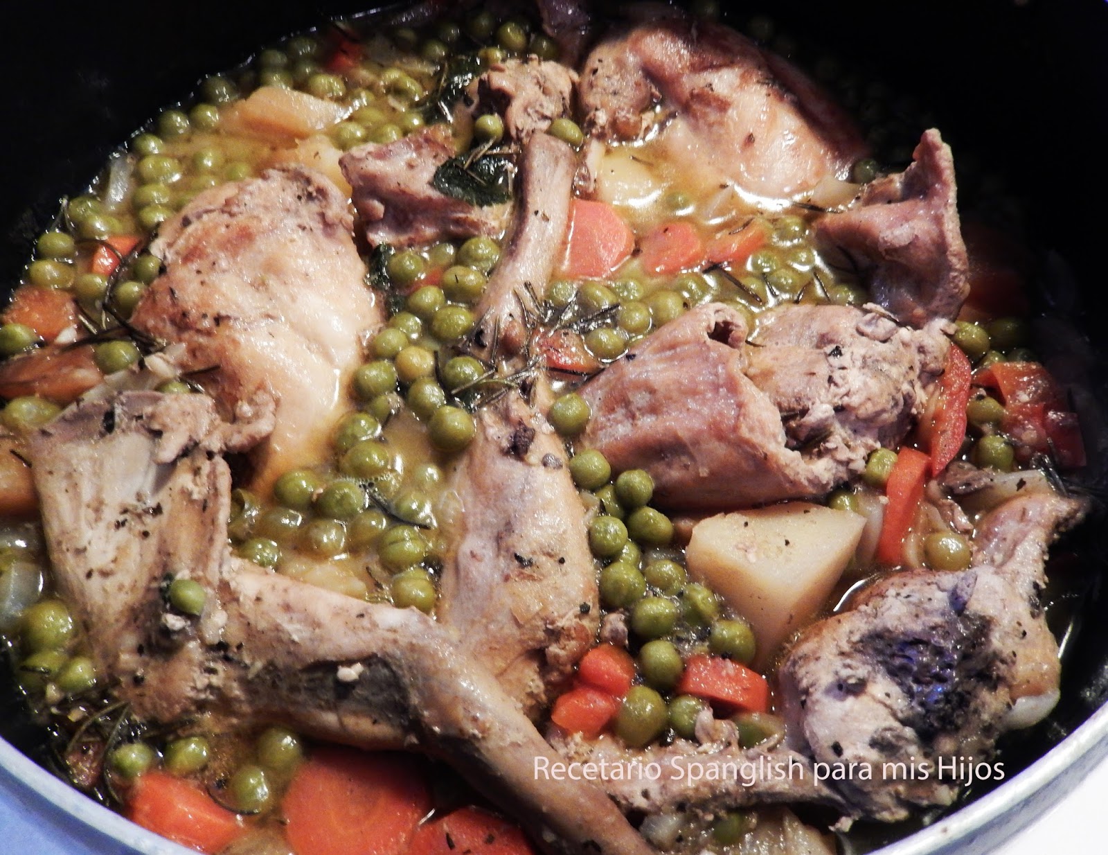 Recetario Spanglish para mis hijos Guiso de conejo al vino blanco