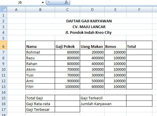 latihan excel