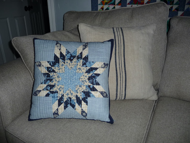 Quilting on the Crescent: Finished Lone Star Pillow & LePavot Table Topper