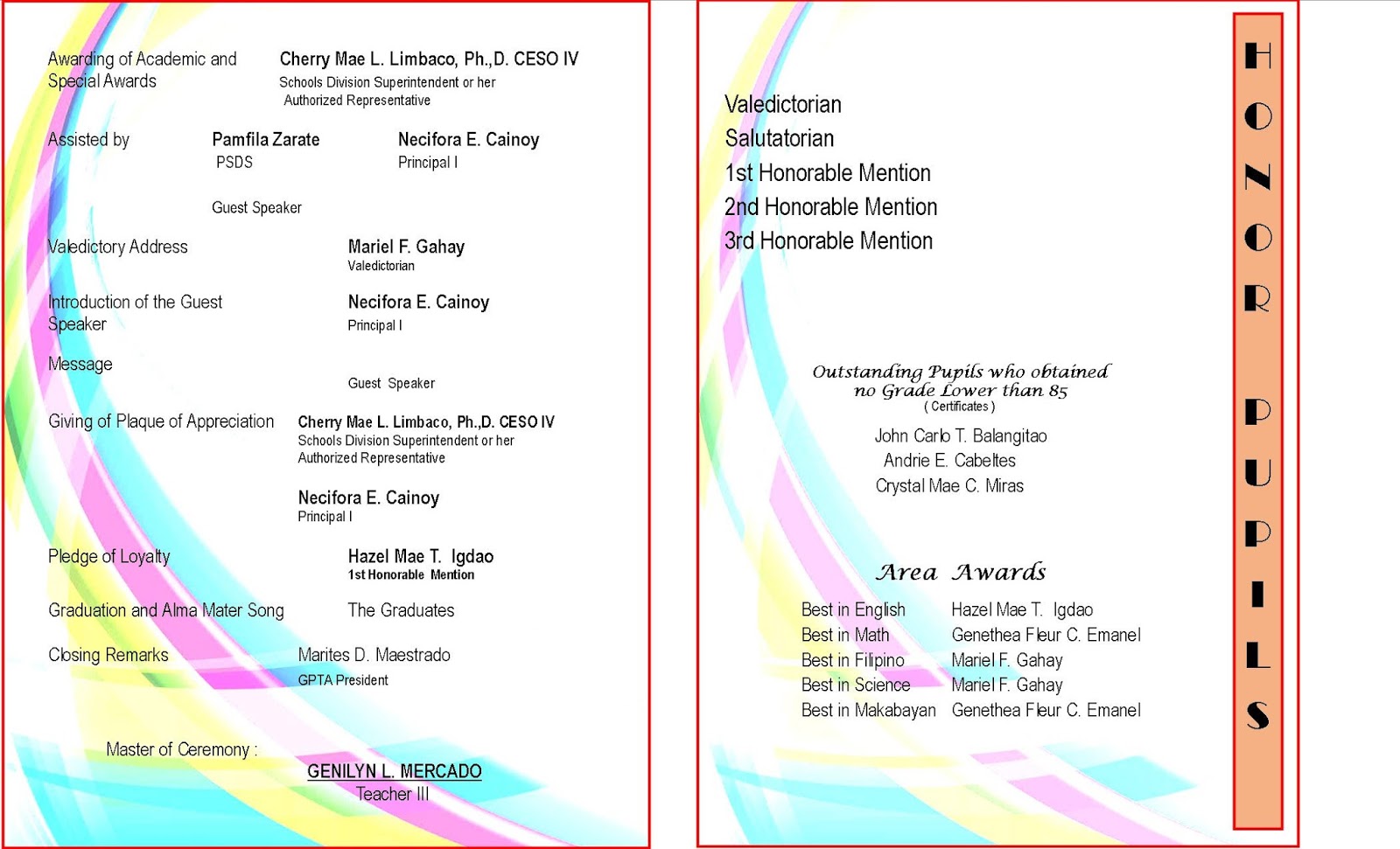 2015 2016 Graduation Program New Template DepEd LP s
