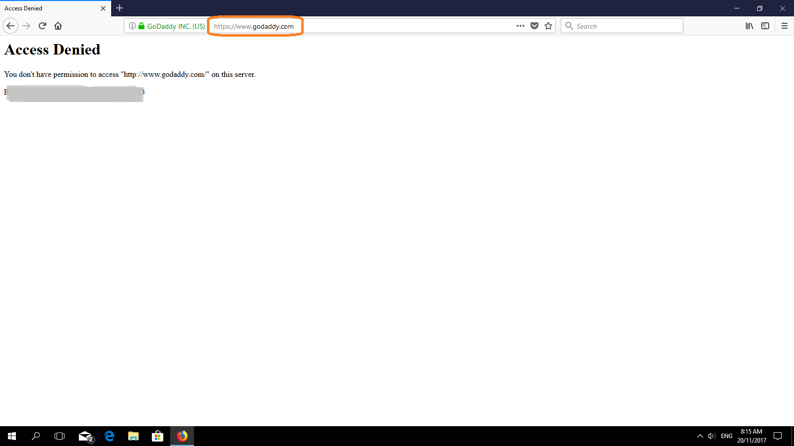 GoDaddy Access Denied You don't have permission to access