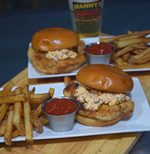 Fried Chicken and Pimento Cheese Sandwich inspired by Abridged Beer Company