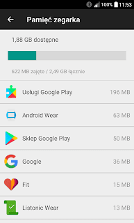 Android Wear pamięć zegarka