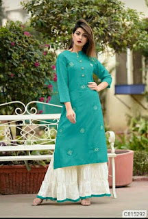 Elegant Rayon Embroidered with Button Straight Palazzo Sets