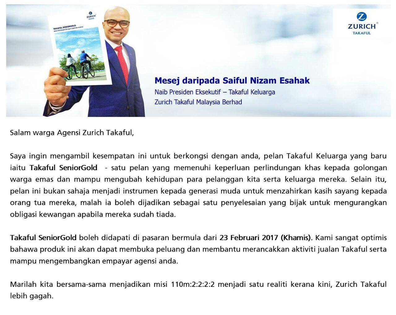 zurichtakafulklangvalley Zurich Takaful Senior Gold