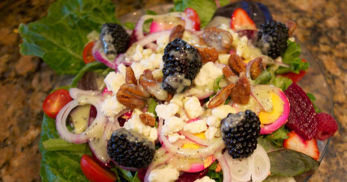 Berry Salad with Feta, Beets and Poppy Seed Dressing