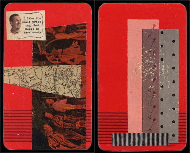 Abstract collages on back of playing cards