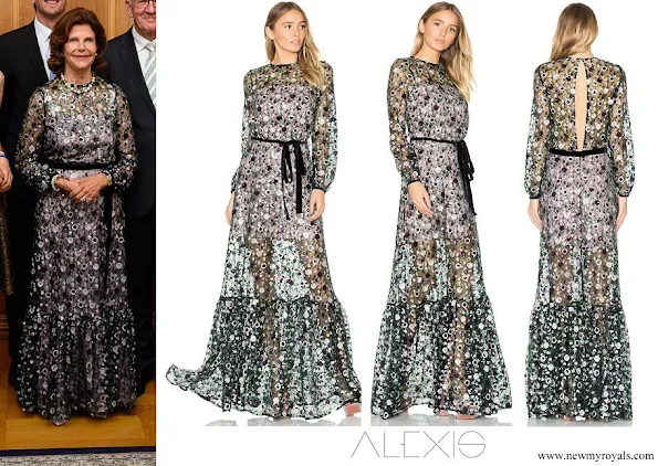 Queen Silvia wore Alexis Holly Sequin Garden Gown