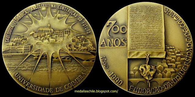 Medalla Universidad de Coimbra 700 años Portugal