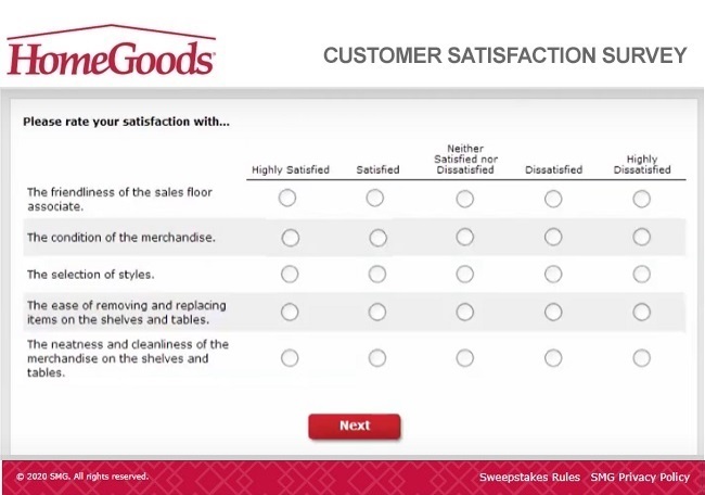 homegoods customer satisfaction survey