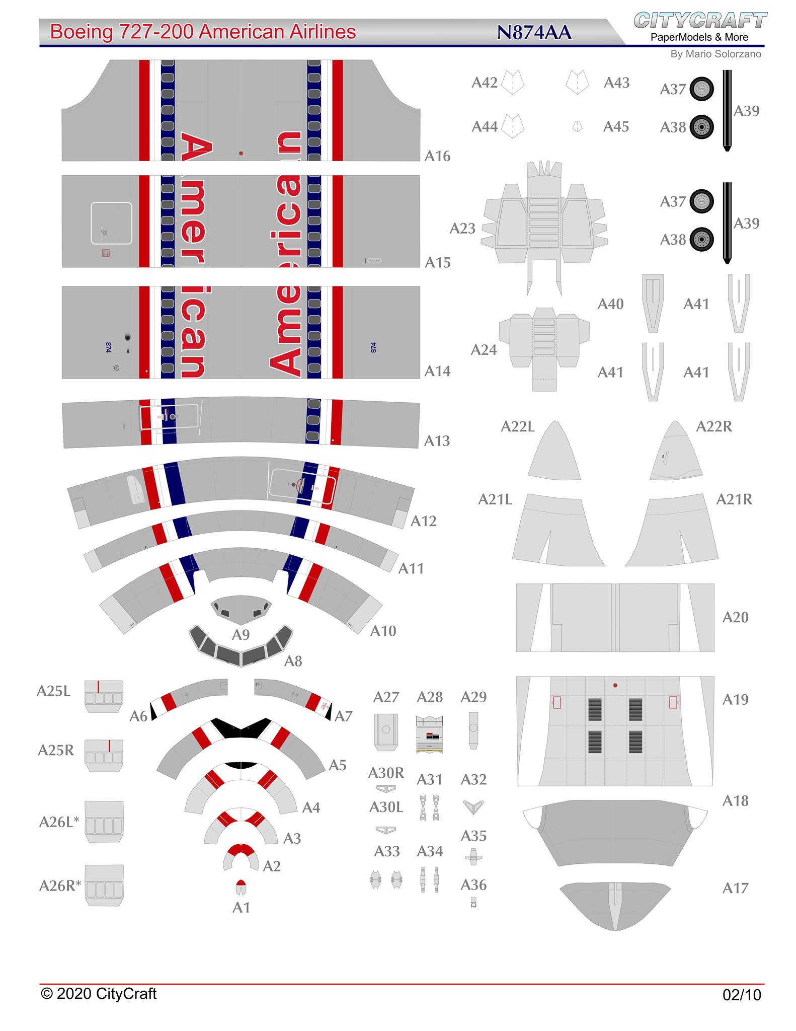 Free Download Papercraft Boeing 727200 American Airlines by Mario