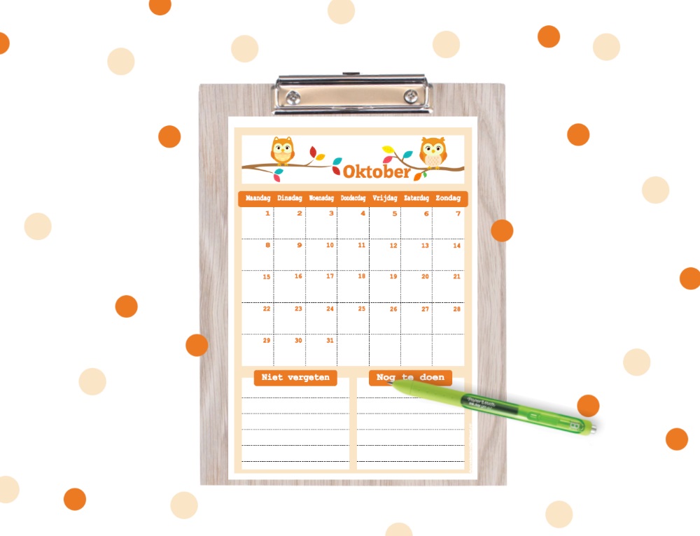 Blog Feestelijke Traktaties, Printables, Sweet en Taart!: Oktober 2018 kalender - Gratis printable