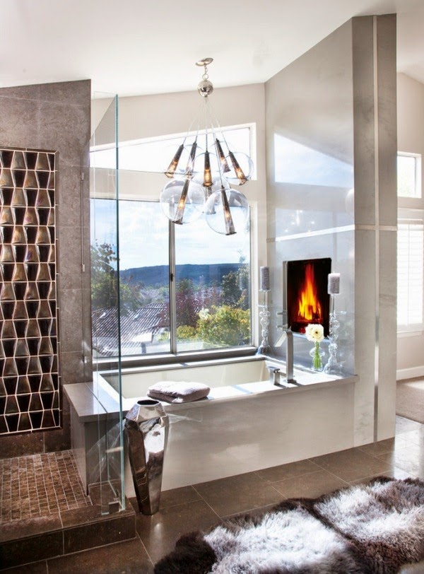 Ideas for bathroom with fireplace of Spa in your own home
