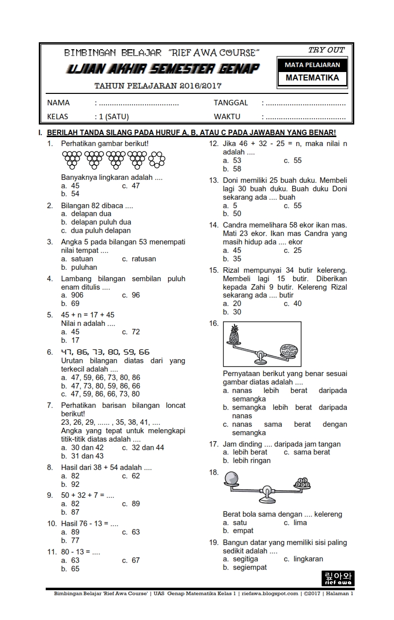  Keliru Satunya dari BING Membahas wacana Contoh Soal sekolah bank soal matematika kelas  Kumpulan Soal Matematika Kelas 6 Semester 1