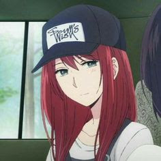 anime girl wearing cap