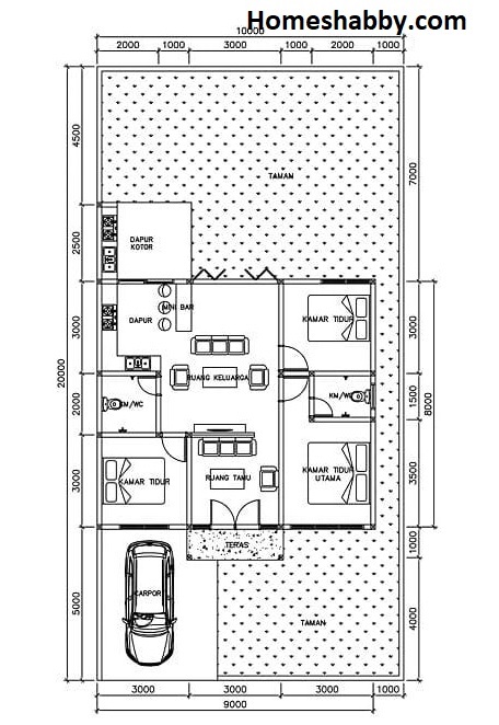 Desain dan Denah Rumah Ukuran 10 x 20 M dengan Eksterior Minimalis