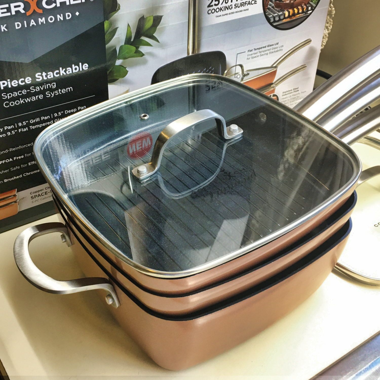 Copper Chef Black Diamond 12 In. Round Fry Pan with Glass Lid