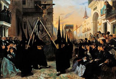 Alfred Dehodencq - Una cofradía pasando por la calle Génova - Sevilla 1851 - Museo Carmen Thyssen Málaga
