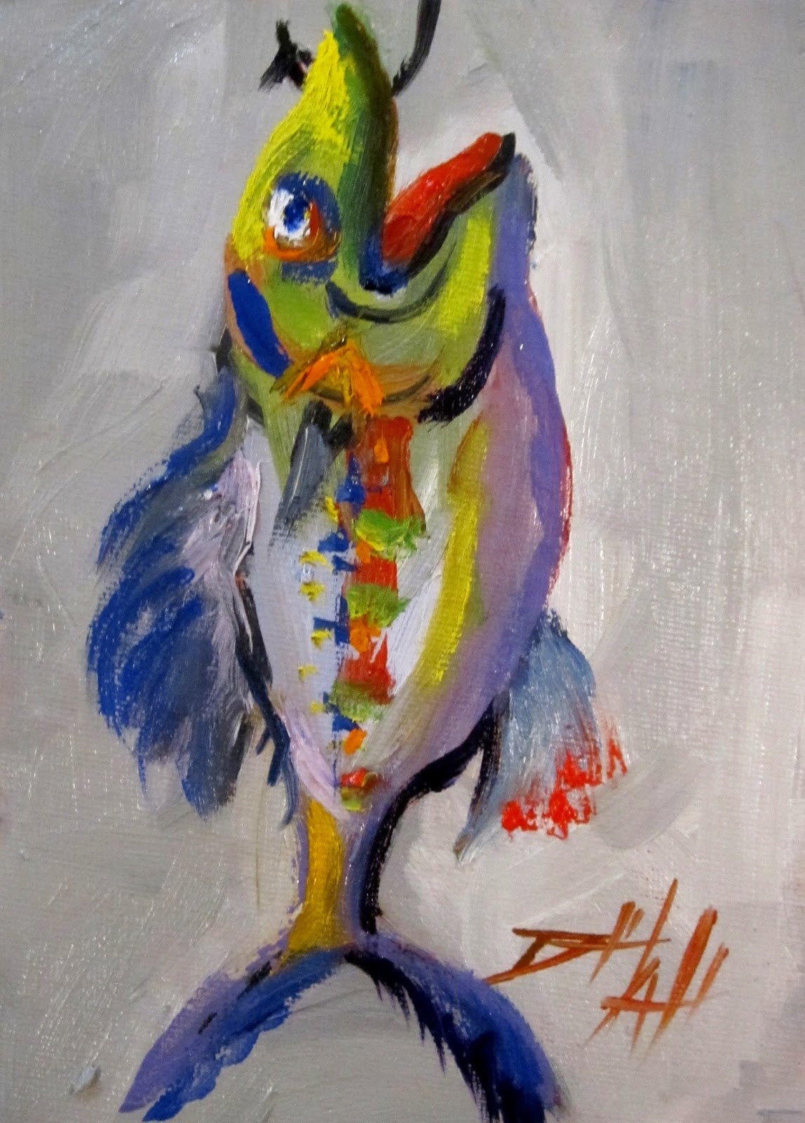Painting of the Day, Daily Paintings by Delilah Fish on a Hook daily