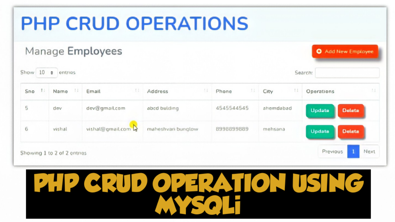 Core Php Crud Operation Using Mysqli (CORE PHP)