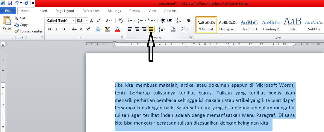 Cara Membuat Tulisan Rata Kiri, Tengah, Kanan Dan Rata Kiri Kanan Ms