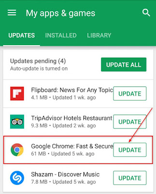 Cara Update Google Chrome di Android