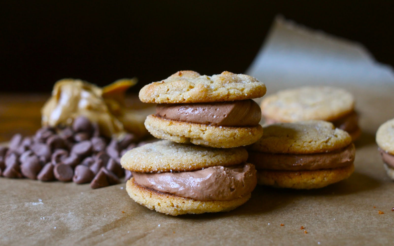 Yammie's Noshery Peanut Butter Cookie Sandwiches With Milk Chocolate