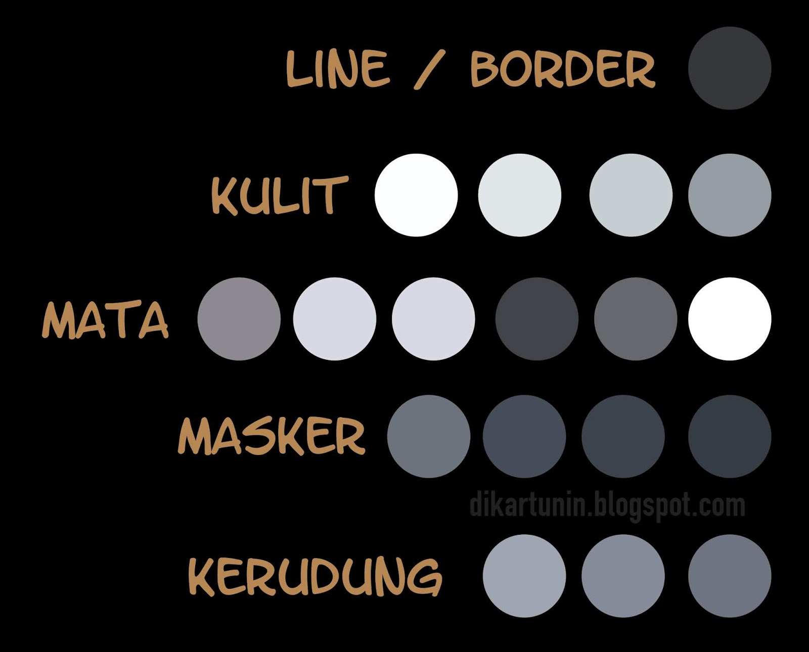 Palet Warna Pada Vektor Art dengan Effect Warna Grayscale