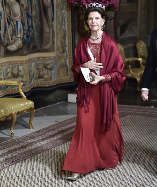 Queen Silvia, Prince Daniel, Prince Carl Philip. Princess Sofia wore Ida Sjöstedt gown from Fall Winter collection, Sofia's diamond tiara, Silvis's diamond tiara