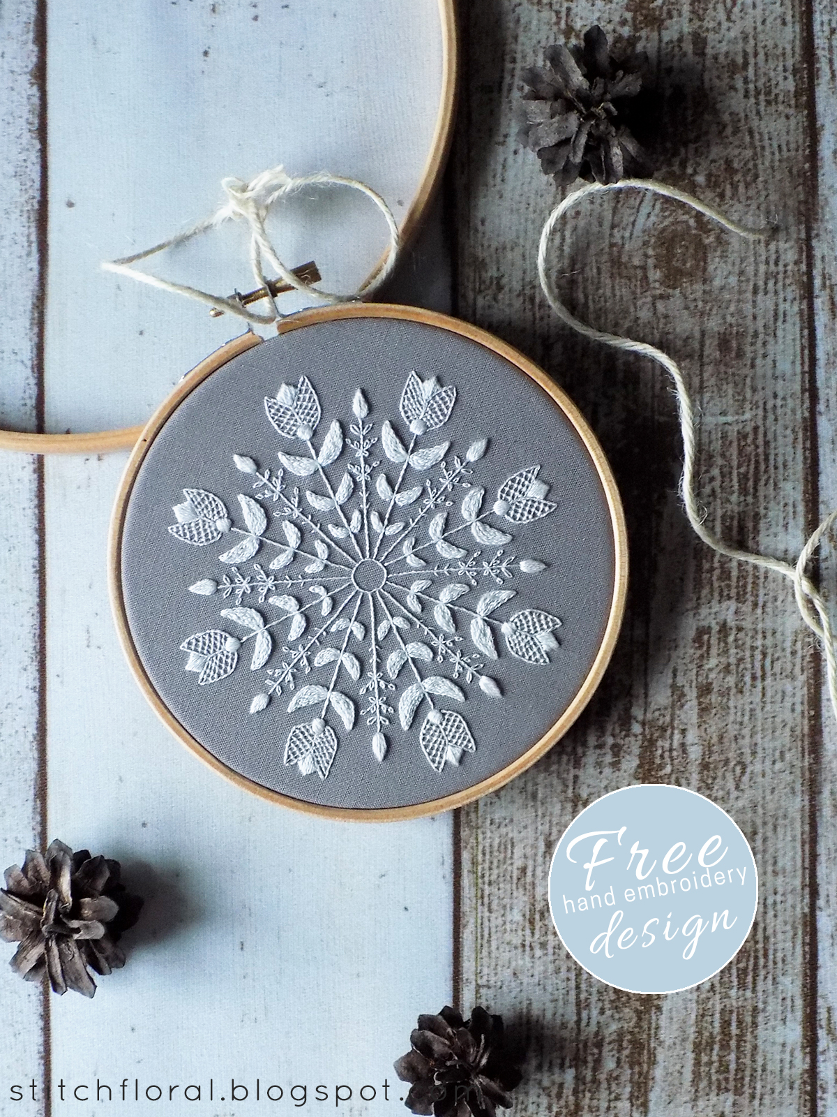 Snowflake Mandala: Winter inspired embroidery freebie - Stitch Floral Snowflake Mandala: Winter inspired embroidery freebie - Stitch Floral