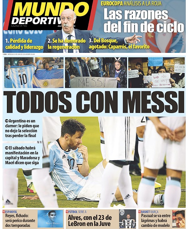 Argentina, Mundo Deportivo: "Todos con Messi"