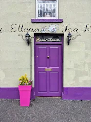 Purple door to Ellen's Tea Room in Carlingford Town Ireland