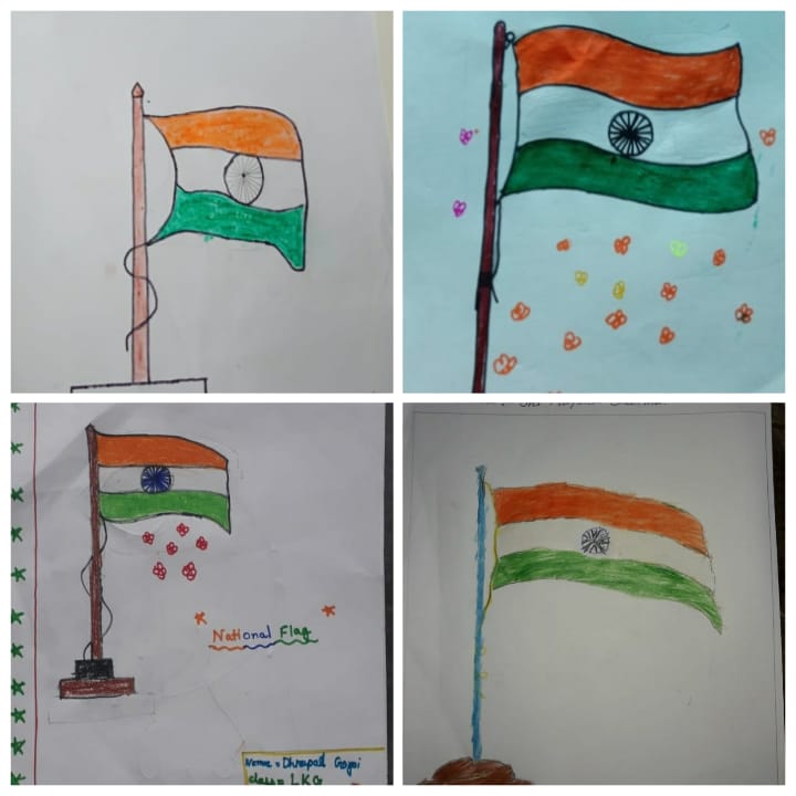 Indian Flag Hoisting Drawing