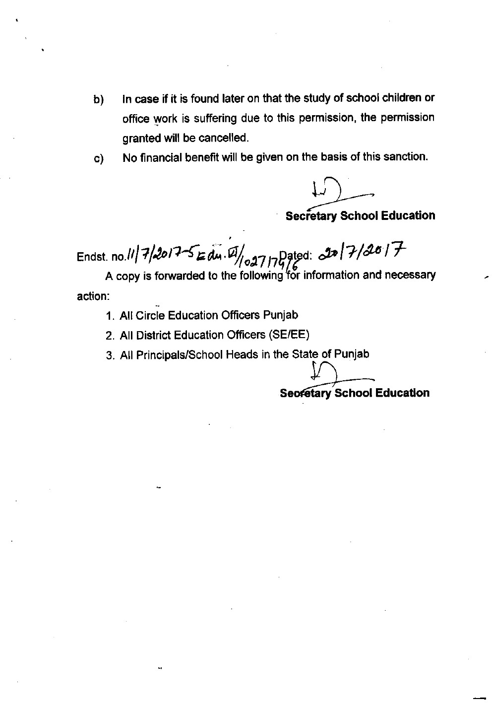 LETTER OF PERMISSION FOR HIGHER EDUCATION IN EDU. DEPTT. - News - 19
