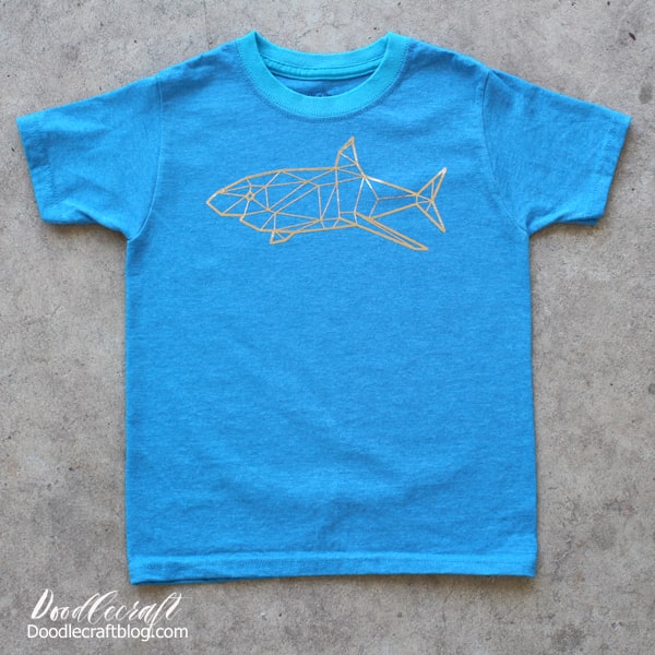 Geometric Gold Foil Shark Shirt with Cricut for Shark Week!