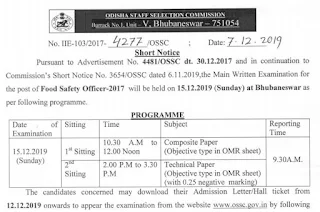 OSSC Food Safty Officer (FSO) Old Question Papers – Composite Paper and Technical Paper