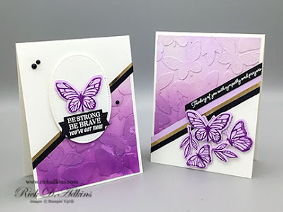 Check out this beautiful Ombre Background using Die Cut Butterflies and your white craft ink pad.  Click here to learn more about how I made this card